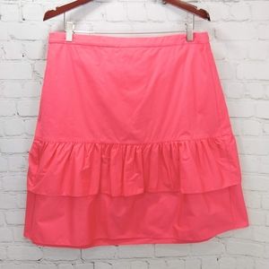 J Crew coral ruffled pull-on midi skirt 16